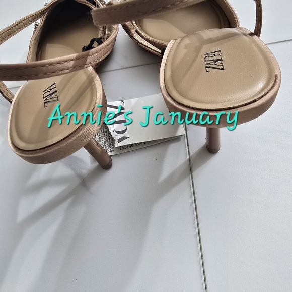 ZARA Women's Rhinestone Sandals(Beige, US 8, 10/EUR 39, 41) - Picture 9 of 9